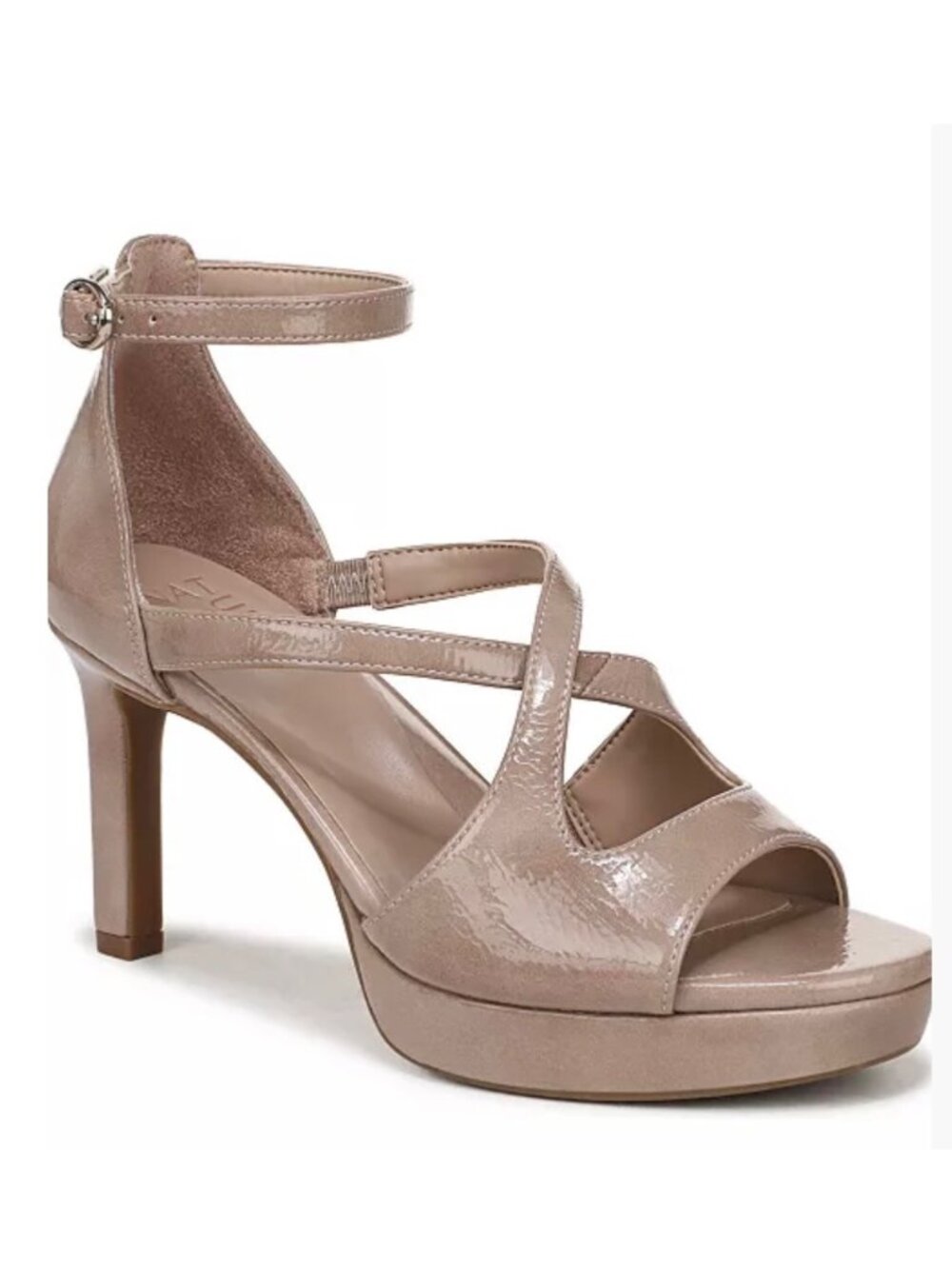 NATURALIZER Beige Faux-Leather Alicia Platform Criss-Cross Front Sandals 6.5